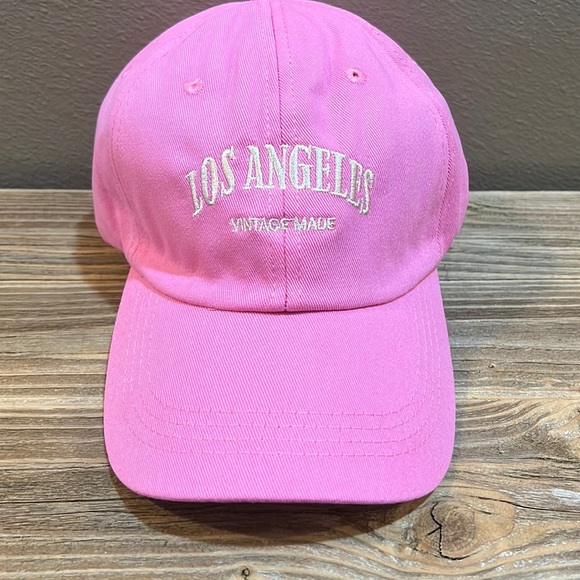NEW Pink Woman’s Embroidered Distressed LOS ANGELES Adjustable Baseball Cap - Picture 1 of 4